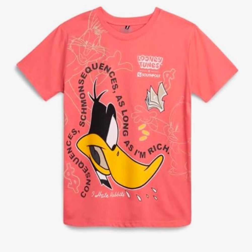 LOONEY TUNES X SOUTHPOLE Mens Daffy Duck Tee in Coral